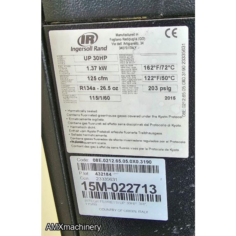 PARTE: 12552 - COMPRESOR DE TORNILLO - 30 HP – INGERSOLL RAND - 460V