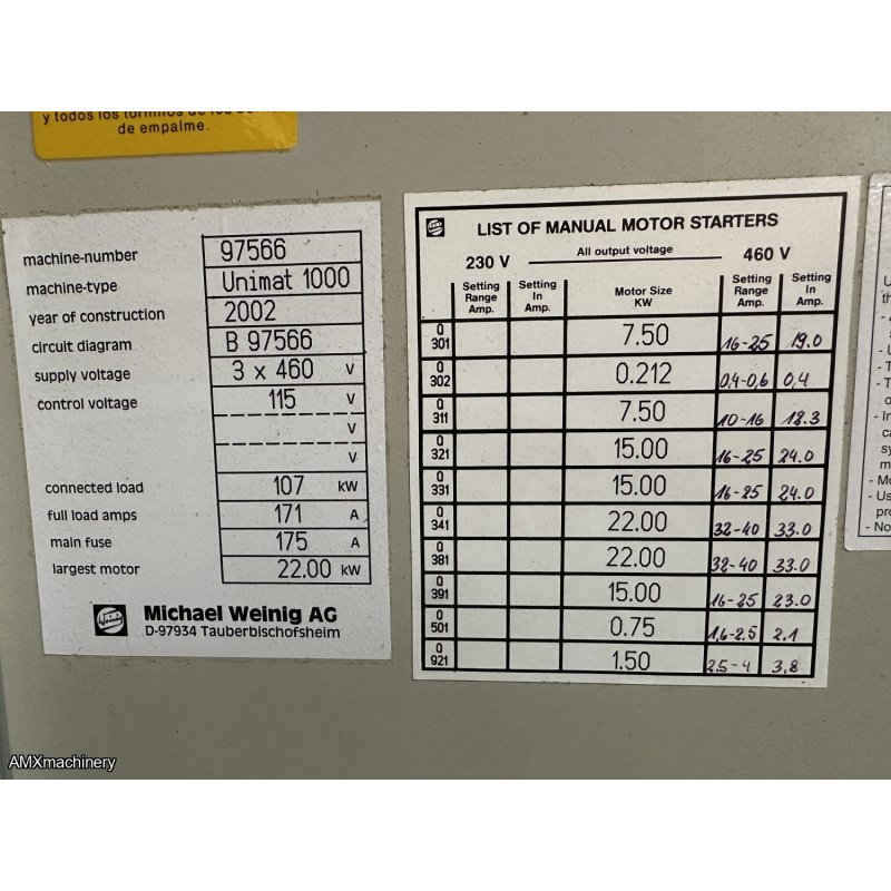 PARTE: 12648 - MOLDURADORA - 6 CABEZALES - WEINIG - UNIMAT 1000