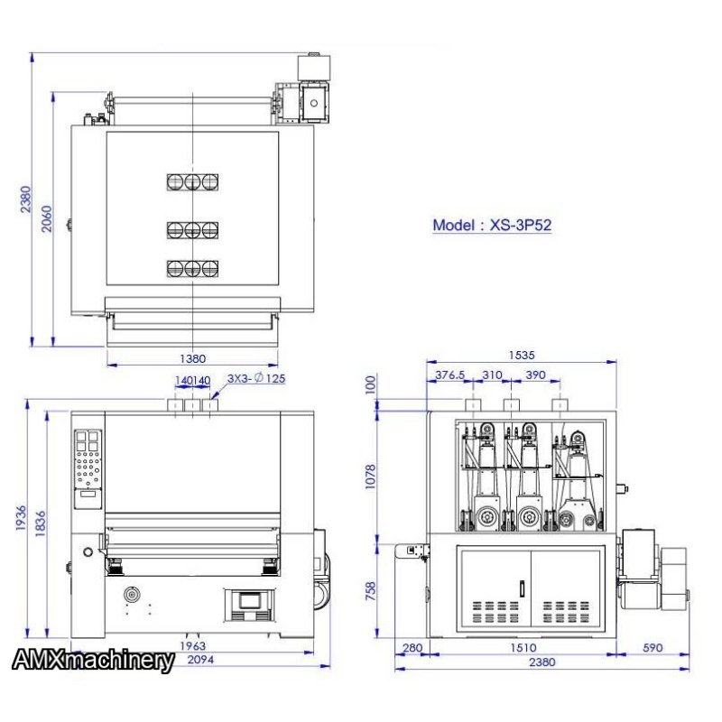 LIJADORA DE BANDA ANCHA – 52” ANCHO – 3 BANDAS